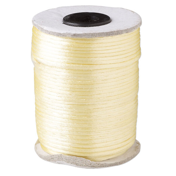 Cord, Satinique™, satin, cream, 2mm. Sold per 200-foot spool. image number 0