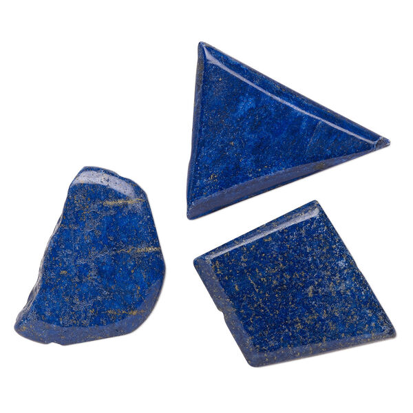 Bead mix, lapis lazuli (dyed), 35x33mm-45x41mm mixed shapes, C grade, Mohs hardness 5 to 6. Sold per pkg of 3. image number 0