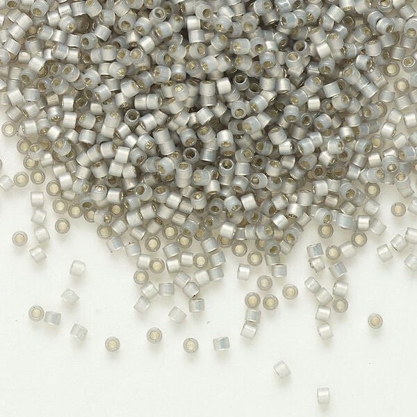Seed bead, Delica®, glass, pkg/7.5g, #11 round, translucent silver-lined smoke grey (DB-0630). image number 0
