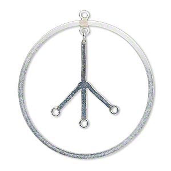Focal, sterling silver, 35mm flat peace sign with 3 loops. Sold individually. image number 0