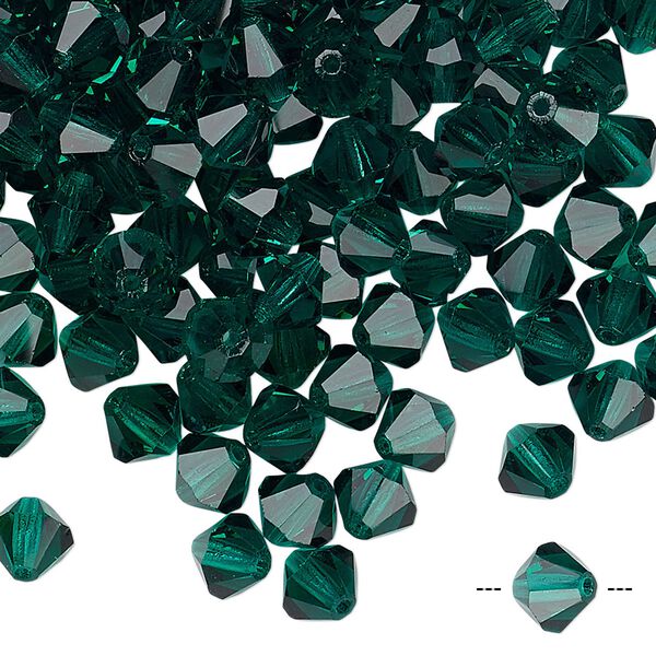Bead 288pk emerald, Preciosa Czech crystal 6mm bicone image number 0